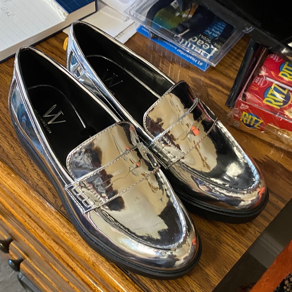 Worthington Metallic Silver Patent Loafers
